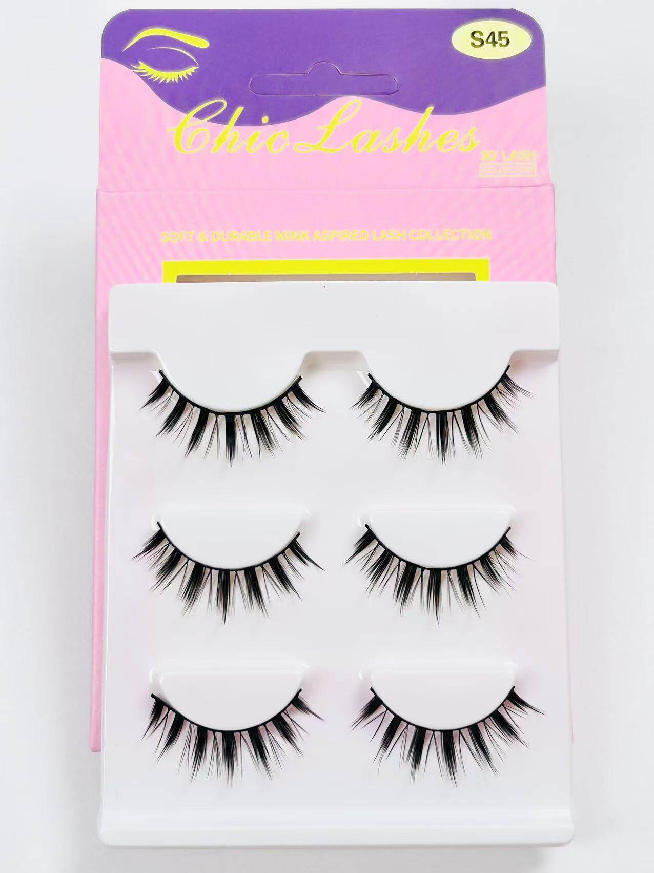 [Thai Seller Ready Stock] 3 Pairs False Eyelashes Natural False Eyelashes Mink Eyelashes Natural 14mm-16mm Eyelashes Handmade Separate Lashes