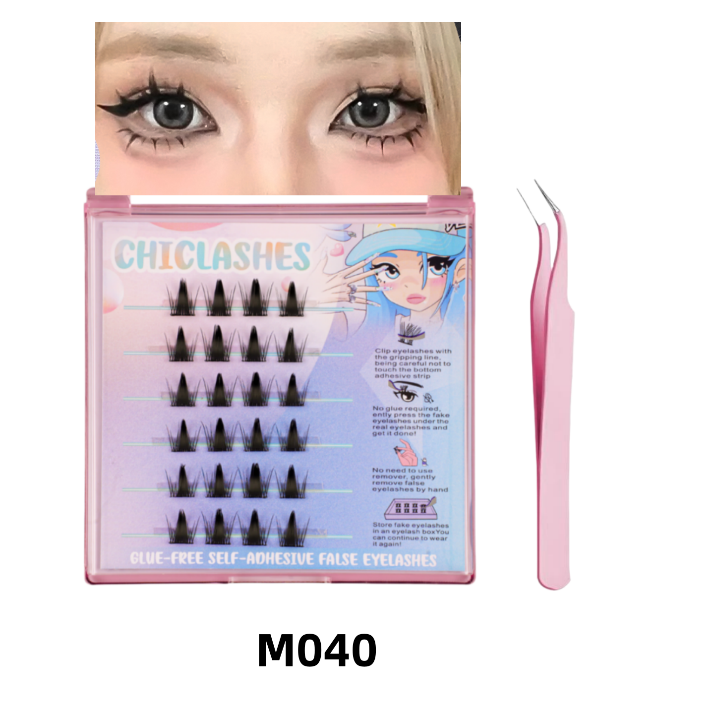 【ขนตามีกาวในตัว】ChicLashes ตาน่ารัก  ขนตาต่อเองทรงบาบี้   ขนตาปลอมมีกาว EYELASHES  DIY  ขนตามีกาวในตัว   ขนตาทรงบาร์บี้   Glue-free