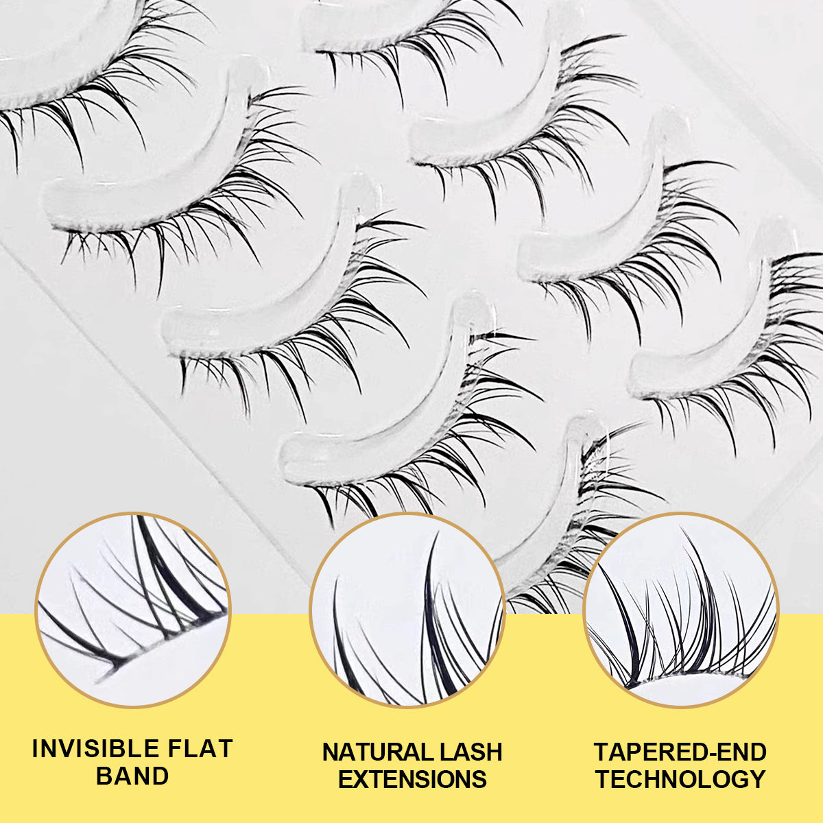 3D False Eyelashes Transparent Core Thin Soft Natural Looking 5 Pairs Eyelashes 5 Pairs Natural False Eyelashes Manga Eyelashes For Eyelash Extensions Soft Eyelashes DIY