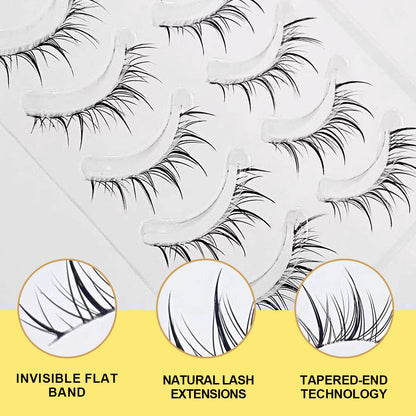 3D False Eyelashes Transparent Core Thin Soft Natural Looking 5 Pairs Eyelashes 5 Pairs Natural False Eyelashes Manga Eyelashes For Eyelash Extensions Soft Eyelashes DIY