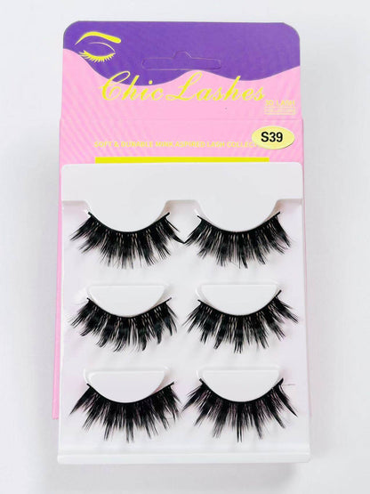 [Thai Seller Ready Stock] 3 Pairs False Eyelashes Natural False Eyelashes Mink Eyelashes Natural 14mm-16mm Eyelashes Handmade Separate Lashes