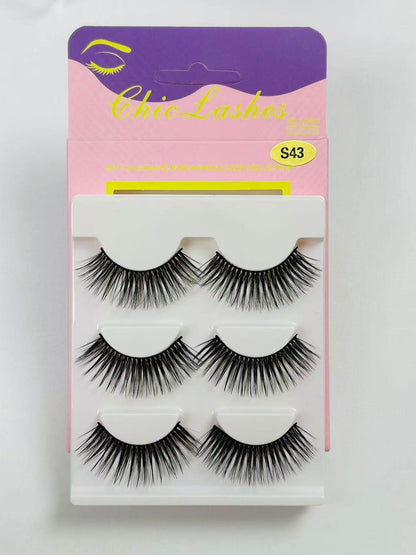 [Thai Seller Ready Stock] 3 Pairs False Eyelashes Natural False Eyelashes Mink Eyelashes Natural 14mm-16mm Eyelashes Handmade Separate Lashes