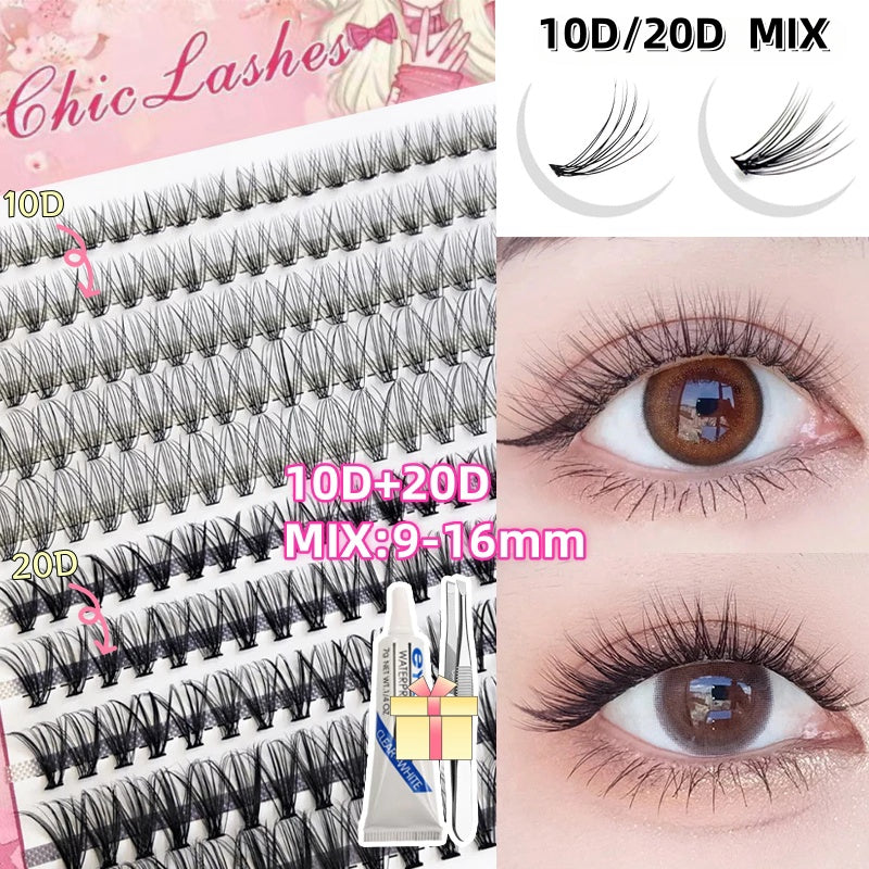 ขนตาปลอมแบบช่อ  ขนตาปลอมเกรดพรีเมี่ยม 10D/20D/30D/40D คุณภาพดี  eyelashes ใหม่ ขนตาปลอม คลัสเตอร์ 3D แบบนิ่ม  และเครื่องมือฟรี