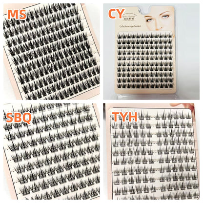 False Eyelashes Wheat Ear Book Eyelashes Natural Fake Eyelashes Simulation Thick Single-Curl Segmented Eyelash Set Eyelash Extensions Cluster False Eyelashes