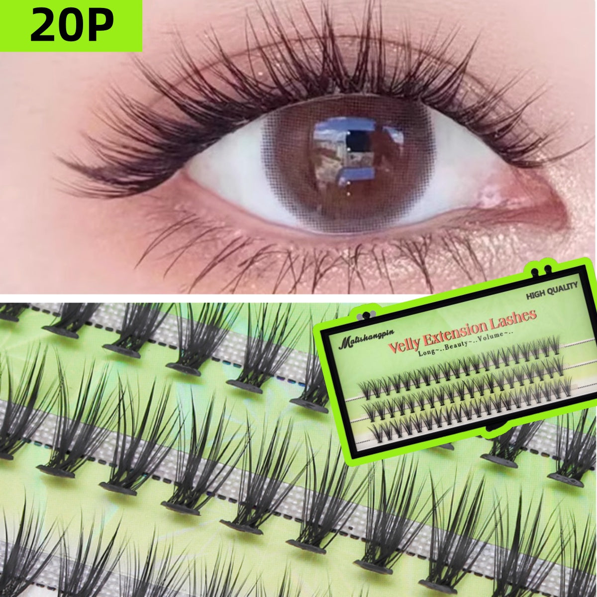 20D False Eyelashes Thick Eyelashes Reusable False Eyelashes Soft Material Eyelashes Clusters eyelash DIY Cheap