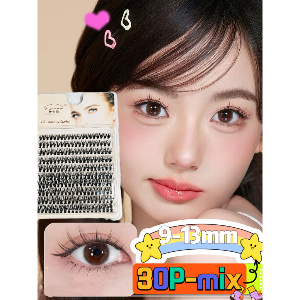 30Pmix false eyelashes 9mm-13mm hot melt false eyelashes 10 rows C curved grafted hair mixed thick section best-selling products in Japan, Korea, Europe and the United States