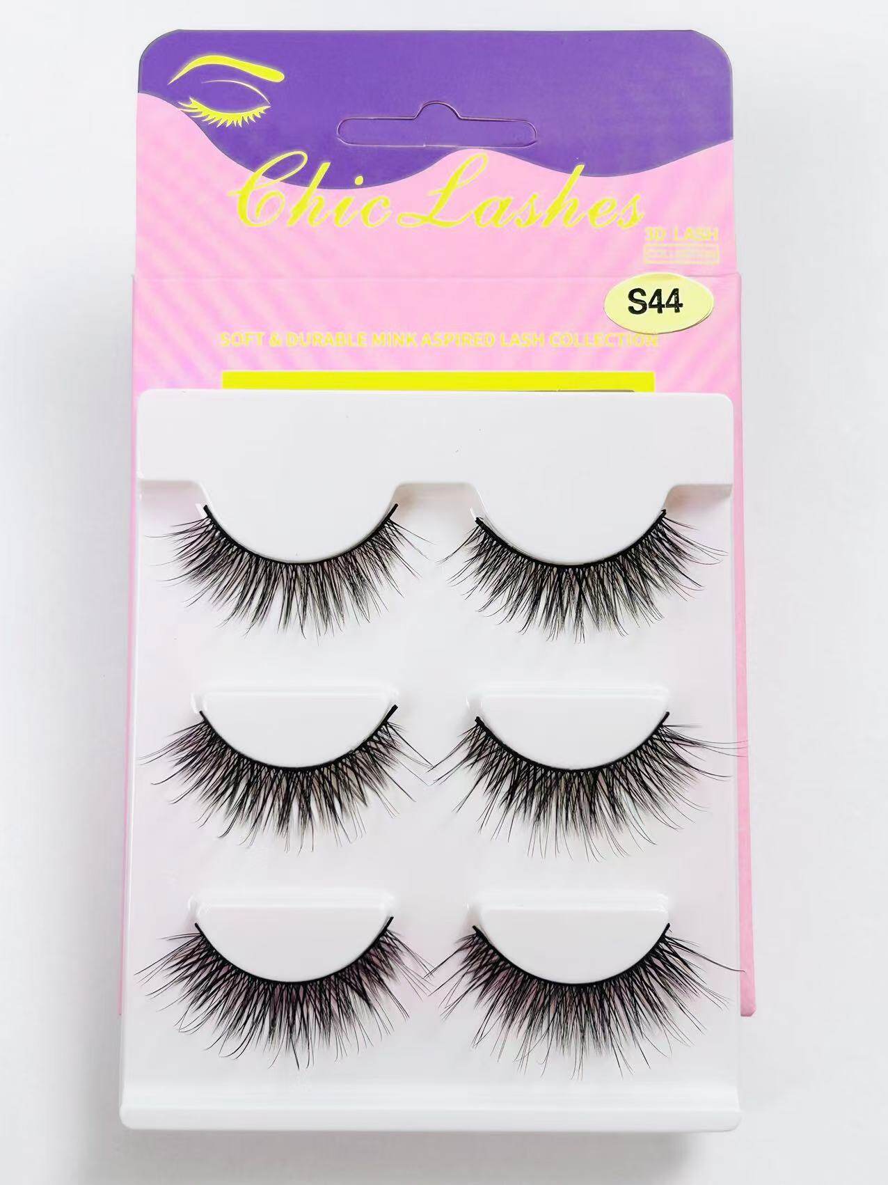 [Thai Seller Ready Stock] 3 Pairs False Eyelashes Natural False Eyelashes Mink Eyelashes Natural 14mm-16mm Eyelashes Handmade Separate Lashes