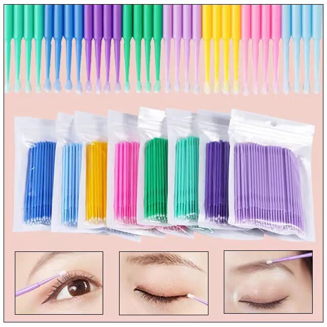 100pcs/pack Eyelash Cleaning Brushes Disposable Multi-purpose Eyelash Brushes For Cleaning Micro Bud Eyelash Brush For Eyelash Extensions