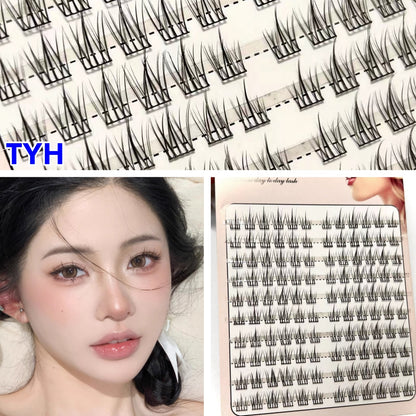 False Eyelashes Wheat Ear Book Eyelashes Natural Fake Eyelashes Simulation Thick Single-Curl Segmented Eyelash Set Eyelash Extensions Cluster False Eyelashes