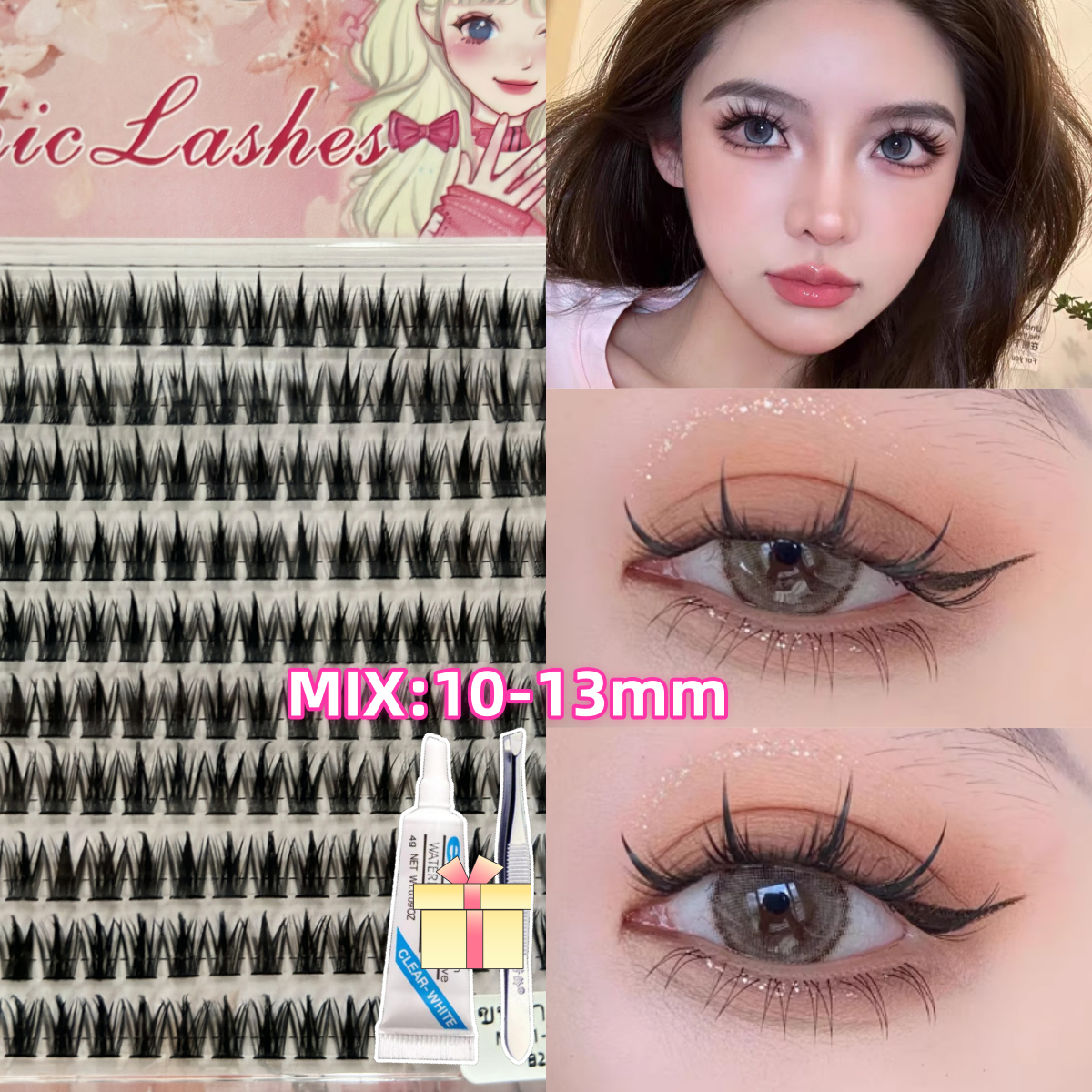 ขนตาปลอมแบบช่อ  ขนตาปลอมเกรดพรีเมี่ยม 10D/20D/30D/40D คุณภาพดี  eyelashes ใหม่ ขนตาปลอม คลัสเตอร์ 3D แบบนิ่ม  และเครื่องมือฟรี