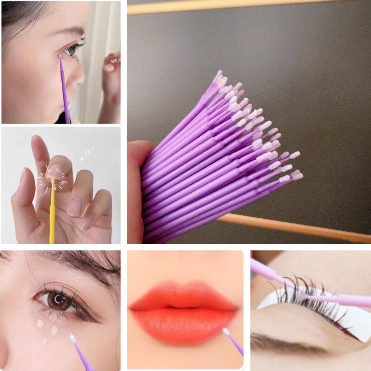 100pcs/pack Eyelash Cleaning Brushes Disposable Multi-purpose Eyelash Brushes For Cleaning Micro Bud Eyelash Brush For Eyelash Extensions