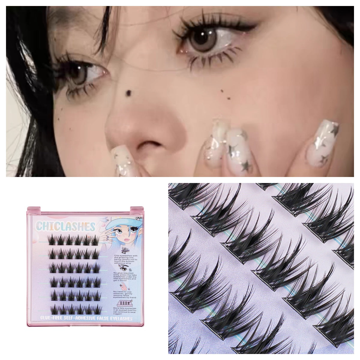 【ขนตามีกาวในตัว】ChicLashes ตาน่ารัก  ขนตาต่อเองทรงบาบี้   ขนตาปลอมมีกาว EYELASHES  DIY  ขนตามีกาวในตัว   ขนตาทรงบาร์บี้   Glue-free