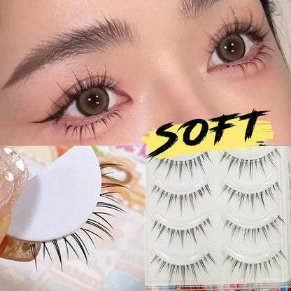 3D False Eyelashes Transparent Core Thin Soft Natural Looking 5 Pairs Eyelashes 5 Pairs Natural False Eyelashes Manga Eyelashes For Eyelash Extensions Soft Eyelashes DIY