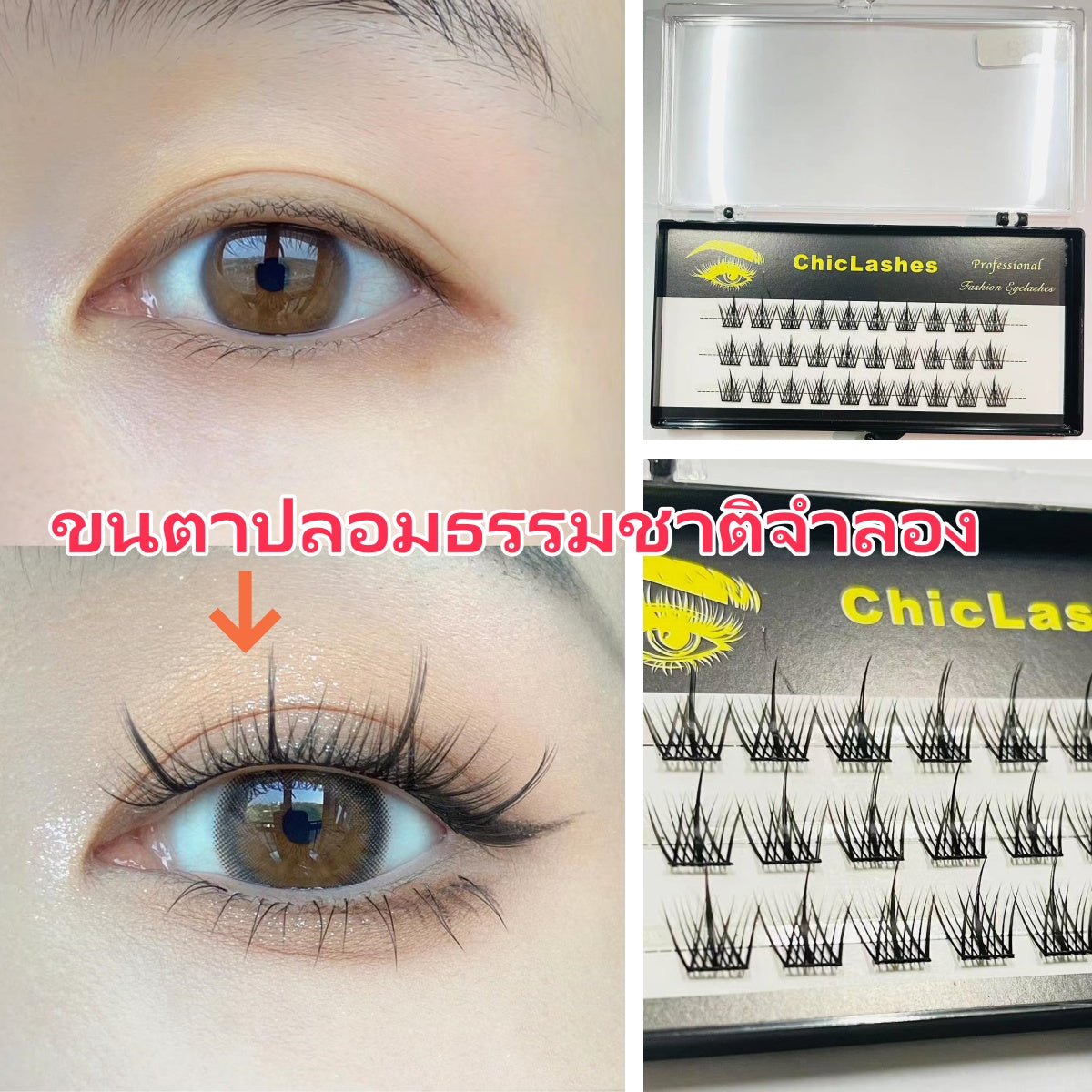 ขนตาปลอมธรรมชาติจำลอง  เซ็ตต่อขนตาเอง   False eyelashes   ขนตาปลอมติดเอง    ขนตาปลอม  ขนตาปลอมแบบช่อ  DIY  สไตล์ญี่ปุ่น