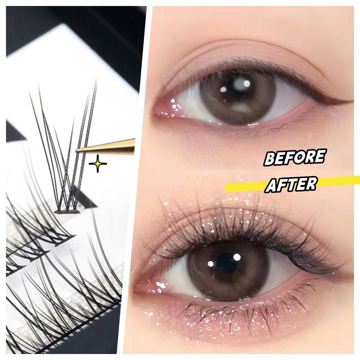 Reusable false eyelashes, natural eyelashes, Japanese style, Lazy Eyelashes DIY, permanent eyelashes, false eyelashes, large fishtail, natural