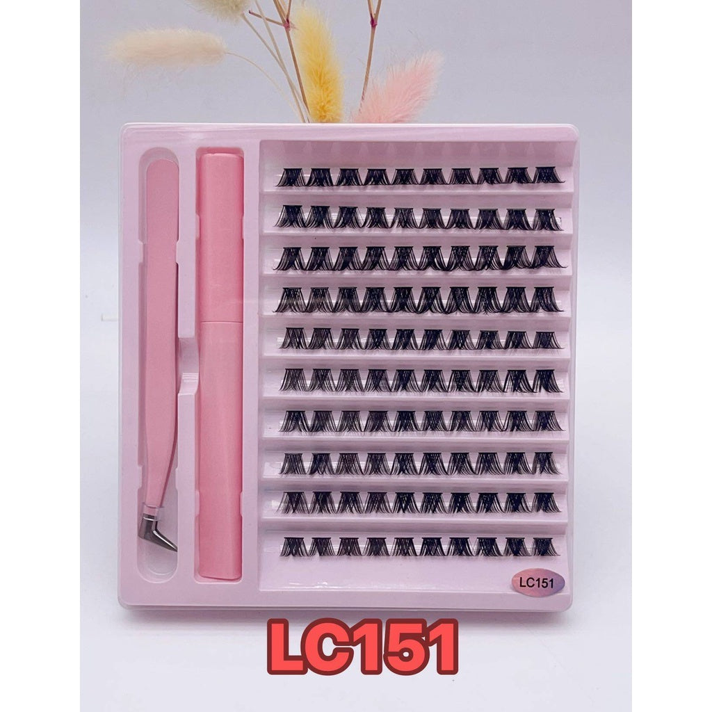 Duomao popular false eyelashes large capacity natural thick single cluster false eyelashes segmented with tweezers glue