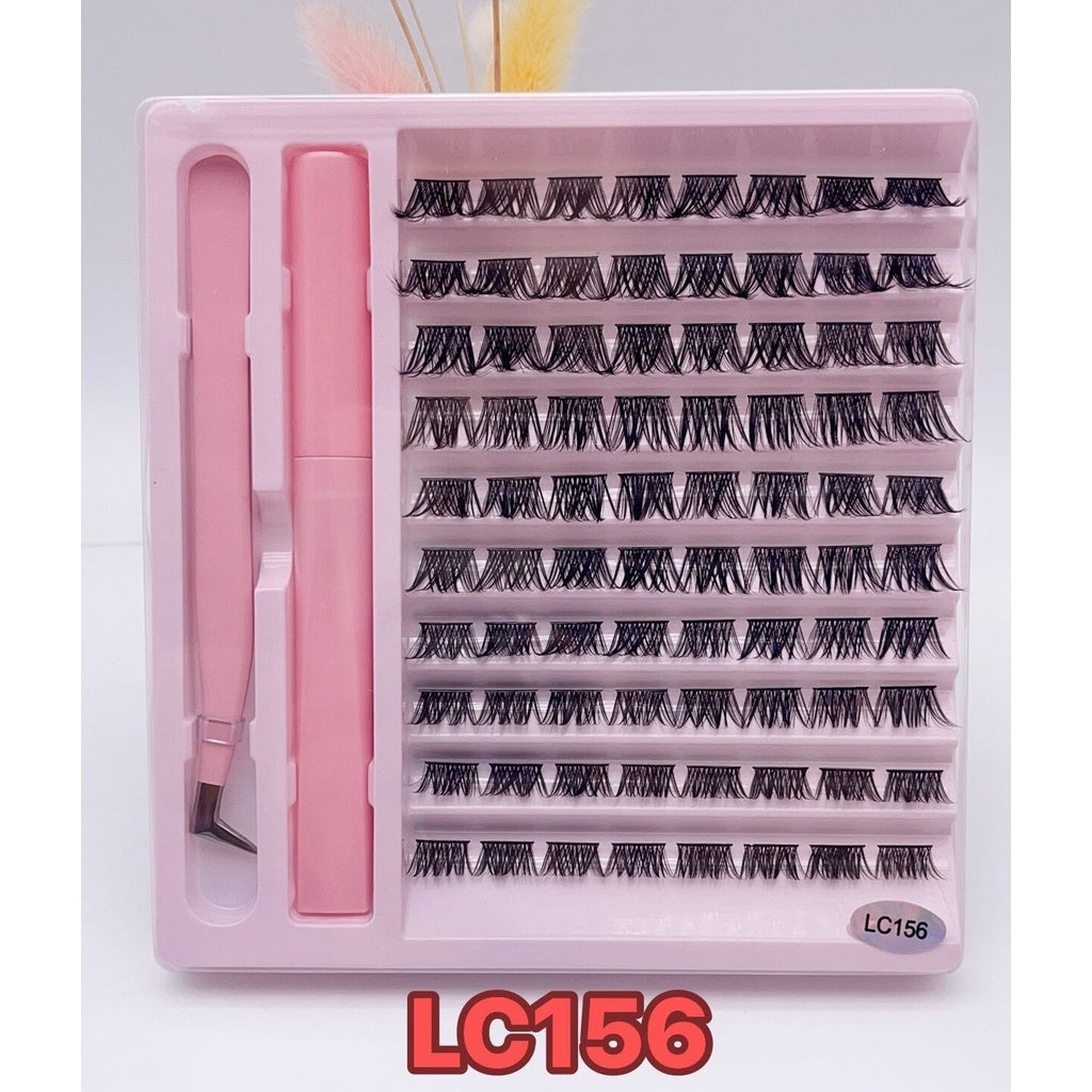 Duomao popular false eyelashes large capacity natural thick single cluster false eyelashes segmented with tweezers glue