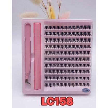 Duomao popular false eyelashes large capacity natural thick single cluster false eyelashes segmented with tweezers glue