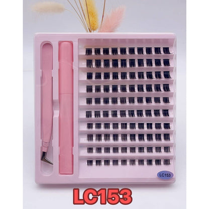 Duomao popular false eyelashes large capacity natural thick single cluster false eyelashes segmented with tweezers glue