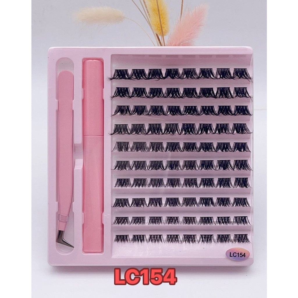 Duomao popular false eyelashes large capacity natural thick single cluster false eyelashes segmented with tweezers glue