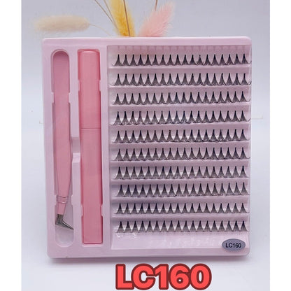 Duomao popular false eyelashes large capacity natural thick single cluster false eyelashes segmented with tweezers glue