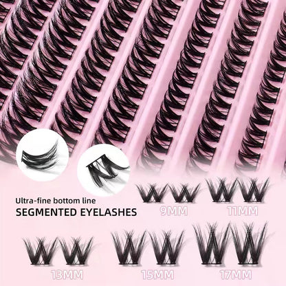 Duomao popular false eyelashes large capacity natural thick single cluster false eyelashes segmented with tweezers glue