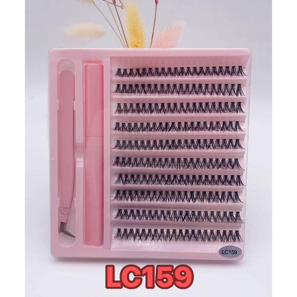 Duomao popular false eyelashes large capacity natural thick single cluster false eyelashes segmented with tweezers glue