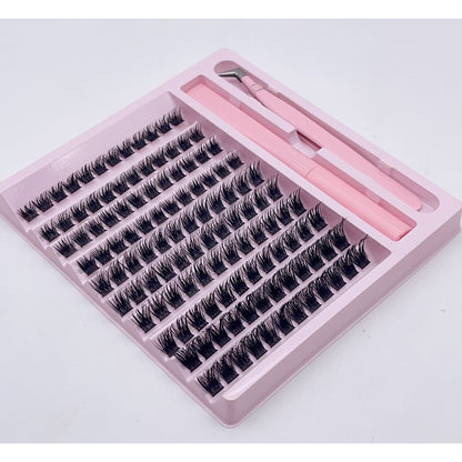 Duomao popular false eyelashes large capacity natural thick single cluster false eyelashes segmented with tweezers glue