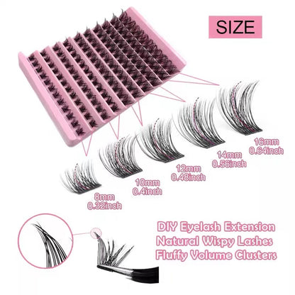 Duomao popular false eyelashes large capacity natural thick single cluster false eyelashes segmented with tweezers glue