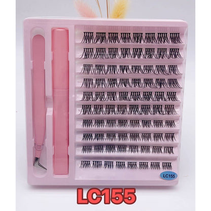 Duomao popular false eyelashes large capacity natural thick single cluster false eyelashes segmented with tweezers glue