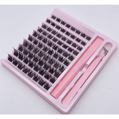 Duomao popular false eyelashes large capacity natural thick single cluster false eyelashes segmented with tweezers glue