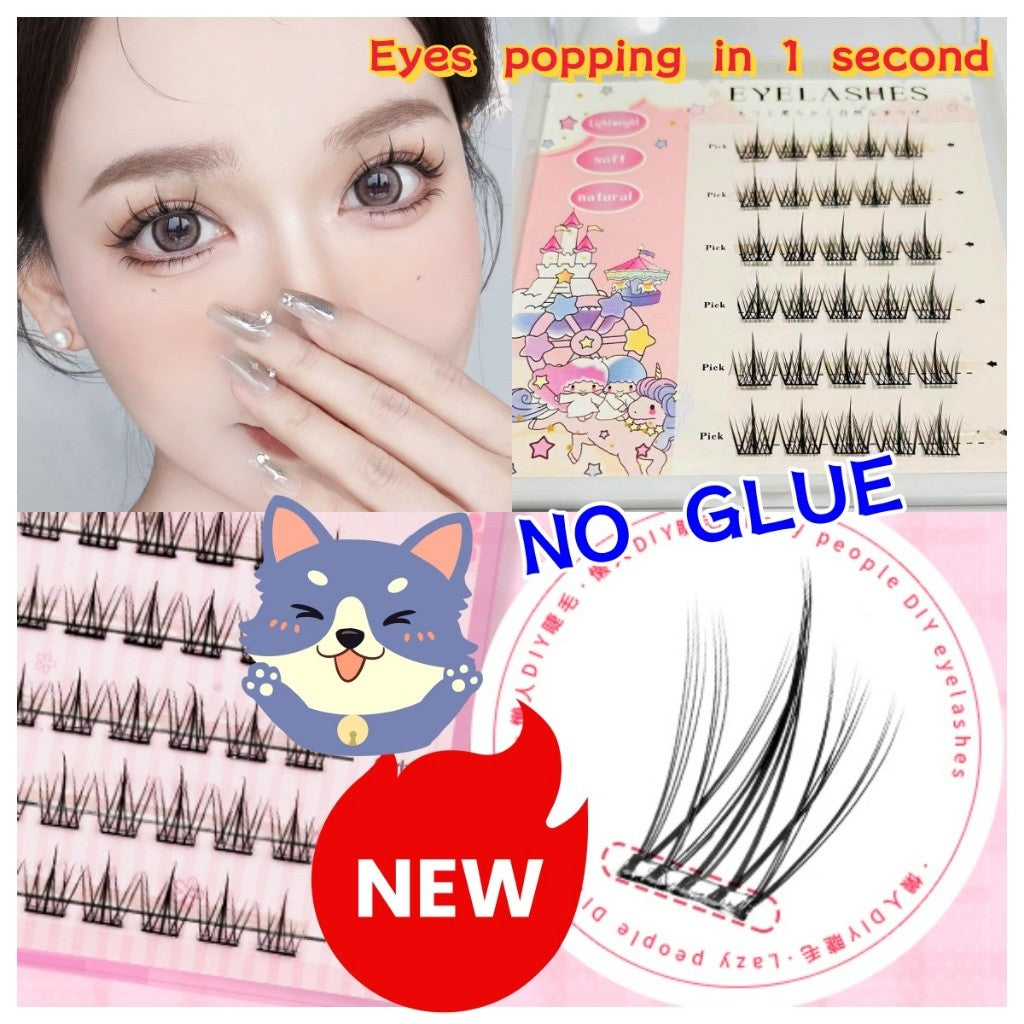 [Shipped from Thailand] Glue-free false eyelashes, self-adhesive false eyelashes, false eyelash clusters, false eyelash extensions, three clusters, single eye in one second