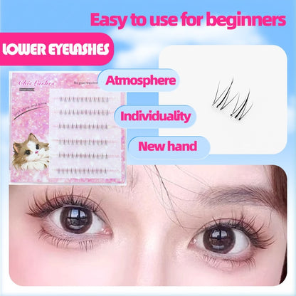 [Shipped from Thailand] Glue-free lower lashes give a sweet and cute look like a cat doll. Glue-free eyelash extensions are suitable for beginners.