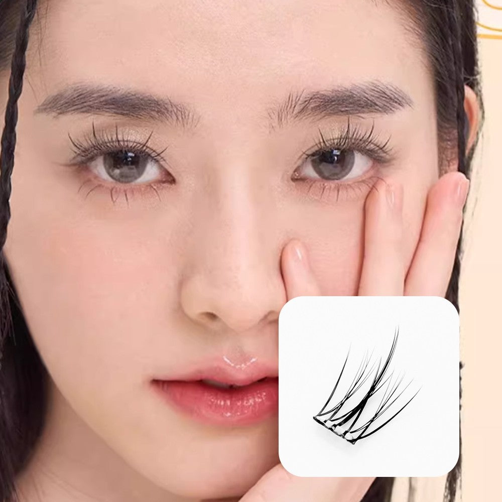 [4 pieces] Glue-free false eyelashes with glue inside, natural eyelash extension, big eyes, long-lasting, suitable for beginners, 10-13mm