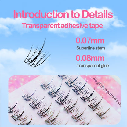 [4 pieces] Glue-free false eyelashes with glue inside, natural eyelash extension, big eyes, long-lasting, suitable for beginners, 10-13mm