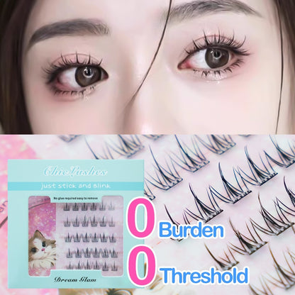 [4 pieces] Glue-free false eyelashes with glue inside, natural eyelash extension, big eyes, long-lasting, suitable for beginners, 10-13mm