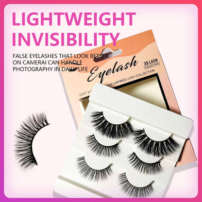 False eyelashes, ready to ship in Thailand, 3D false eyelashes, natural false eyelashes, eyelashes, mink, natural, 3 pairs Eyelashes, Thai seller, ready stock