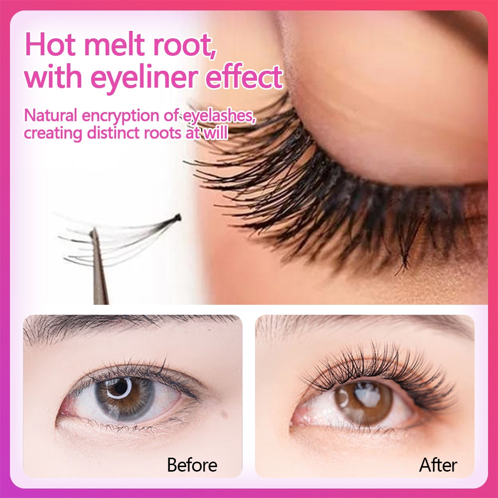 20D False Eyelashes, Thick Cluster False Eyelashes 20D 0.07 20 Strands, Dense, Natural, European, American Style