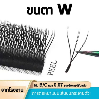 แซนวิชขนตาปลอม6D W 3 ช่อ ต่อขนตา ธรรมชาติ นุ่ม นางฟ้า ขนตาปลอมขนตาปลอม6D W Shape พัดพุพอง สําหรับต่อขนตา