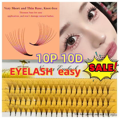 False eyelashes 10P10D easy grafting false eyelashes false eyelashes bouquet diy female eyelashes super soft fast grafting false eyelashes