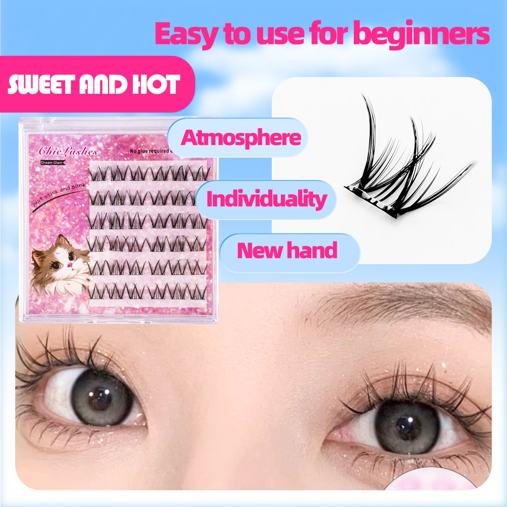 [Shipped from Thailand] Self-adhesive false eyelash mascara, D-shaped curve, glue-free false eyelash extension