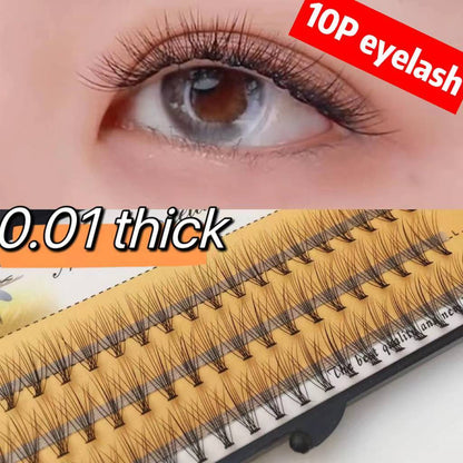 10D false eyelashes, thickness 0.01, simple makeup, eyes look natural, bright, suitable for beginners and beauty salons.