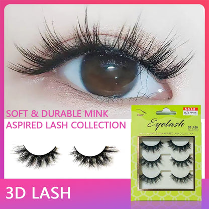 False eyelashes, ready to ship in Thailand, 3D false eyelashes, natural false eyelashes, eyelashes, mink, natural, 3 pairs Eyelashes, Thai seller, ready stock