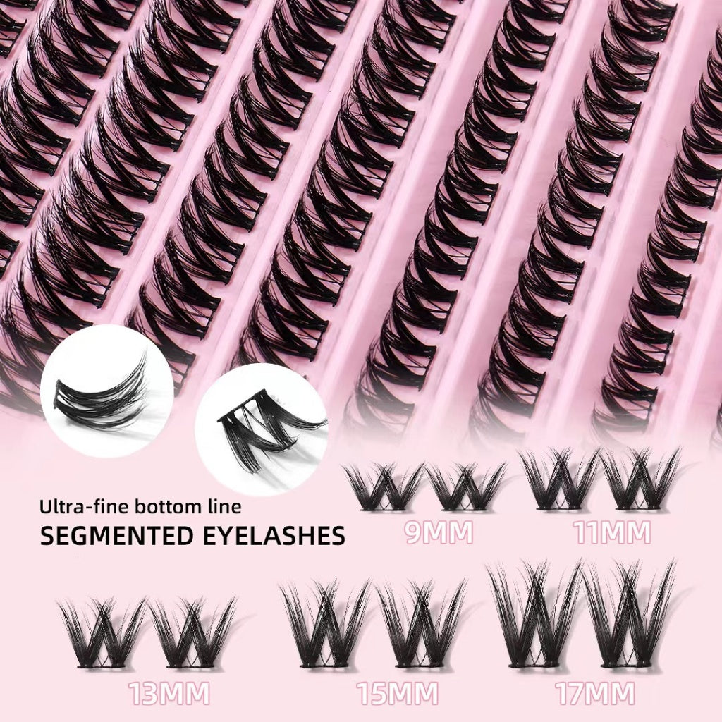 Ten rows of mink velvet false eyelashes large capacity single cluster self-adhesive natural simulation curl thick light European and American