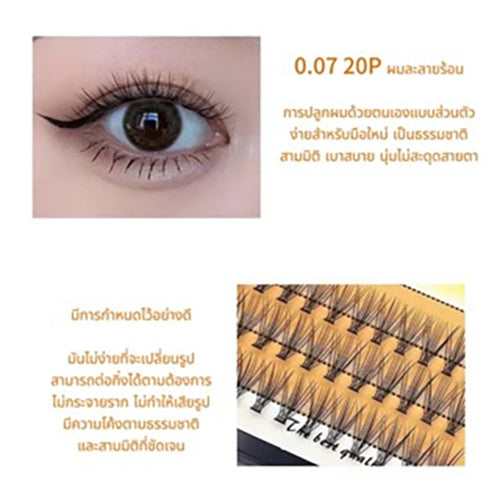 ประเทศไทยจุดขนตาปลอมหุ่นไล่กาขนตา 30D Swallow หางธรรมชาติหญิงจำลองเดี่ยวคลัสเตอร์สามเณรเริ่มต้น self-กาว grafted Fishtai