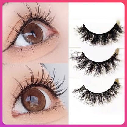 False eyelashes, ready to ship in Thailand, 3D false eyelashes, natural false eyelashes, eyelashes, mink, natural, 3 pairs Eyelashes, Thai seller, ready stock