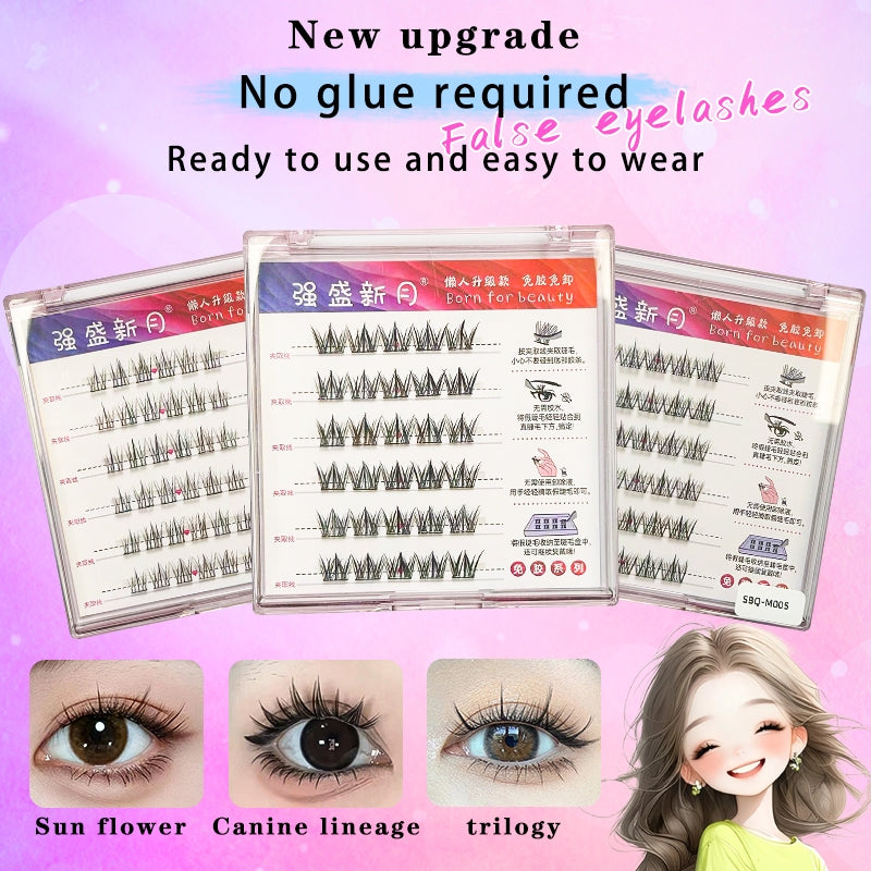 3D False Eyelashes, Glue-free False Eyelashes, Self-adhesive False Eyelashes, Natural, Reusable