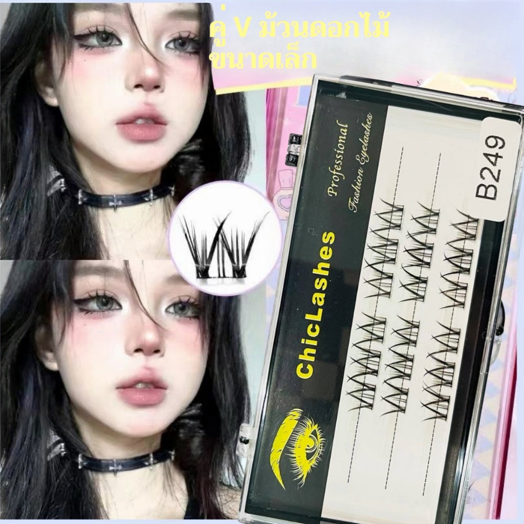 False eyelashes, thick, half-blood, black, European, American style, large eyelashes, 3 on each side, easy to apply, beautiful and fast, cute and lovely eyelashes