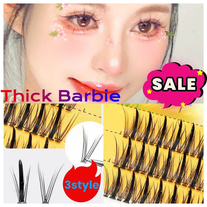 Thick Barbie false eyelashesตุ๊กตาบาร์บี้หนาขนตาปลอมสามรูปแบบขนตาปลอมหนาแต่งหน้าเครื่องมือต่อขนตาขนตาปลอมช่อ