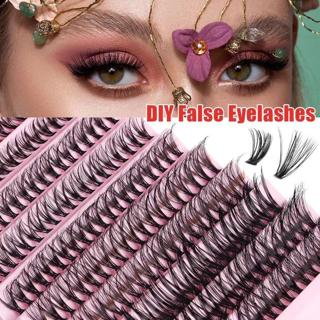 Ten rows of mink velvet false eyelashes large capacity single cluster self-adhesive natural simulation curl thick light European and American